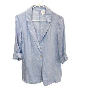 Halston Light Blue Linen Jacket Coastal Preppy - Size Small
